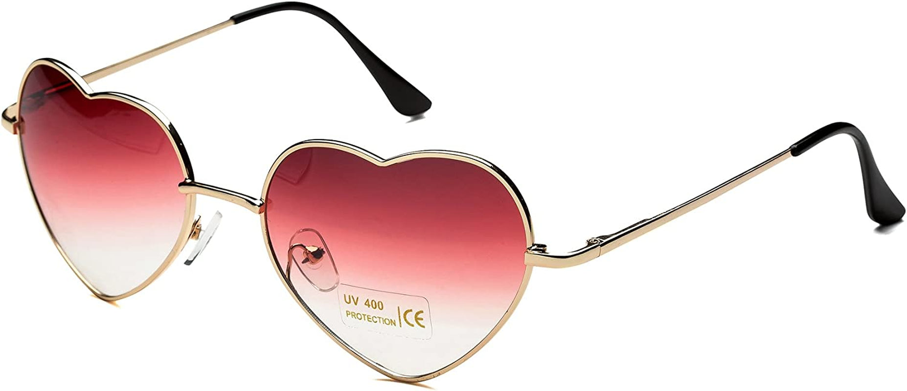 Heart Sunglasses Thin Metal Frame Lovely Heart Style for Women