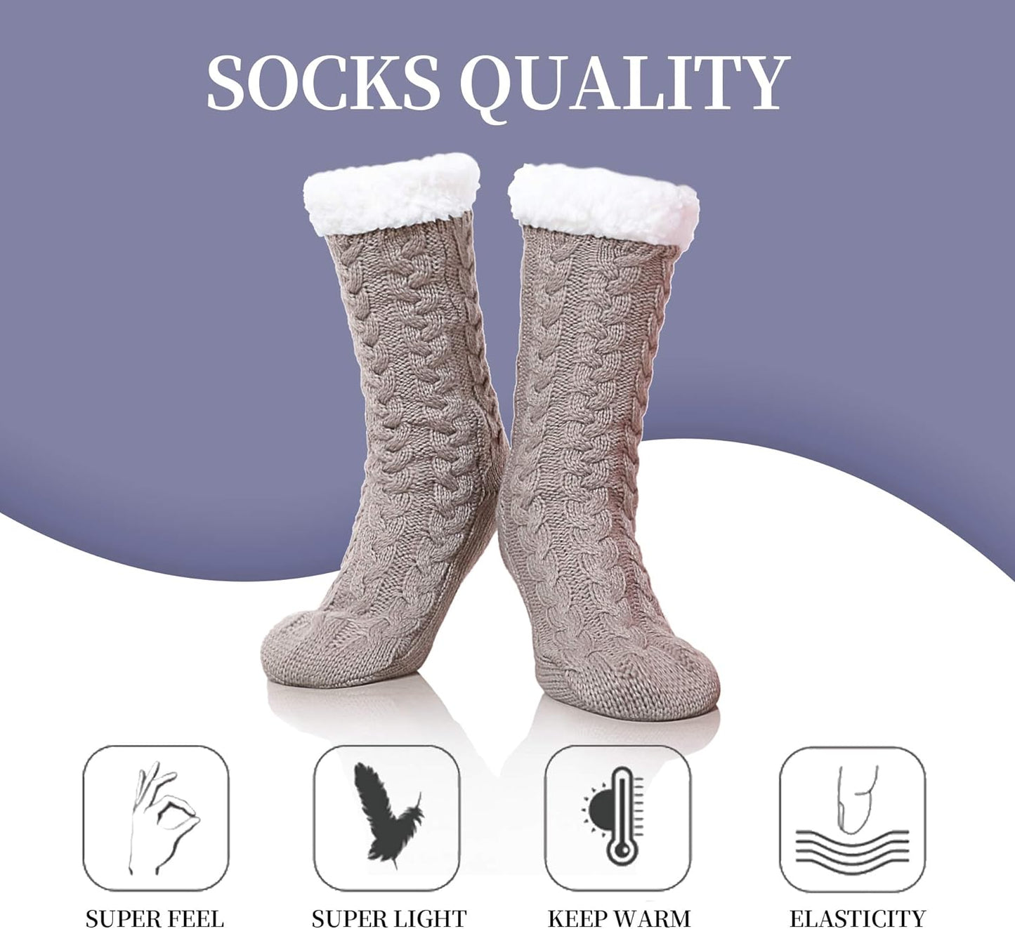 Women'S Winter Super Soft Warm Cozy Fuzzy Fleece-Lined with Grippers Slipper Socks