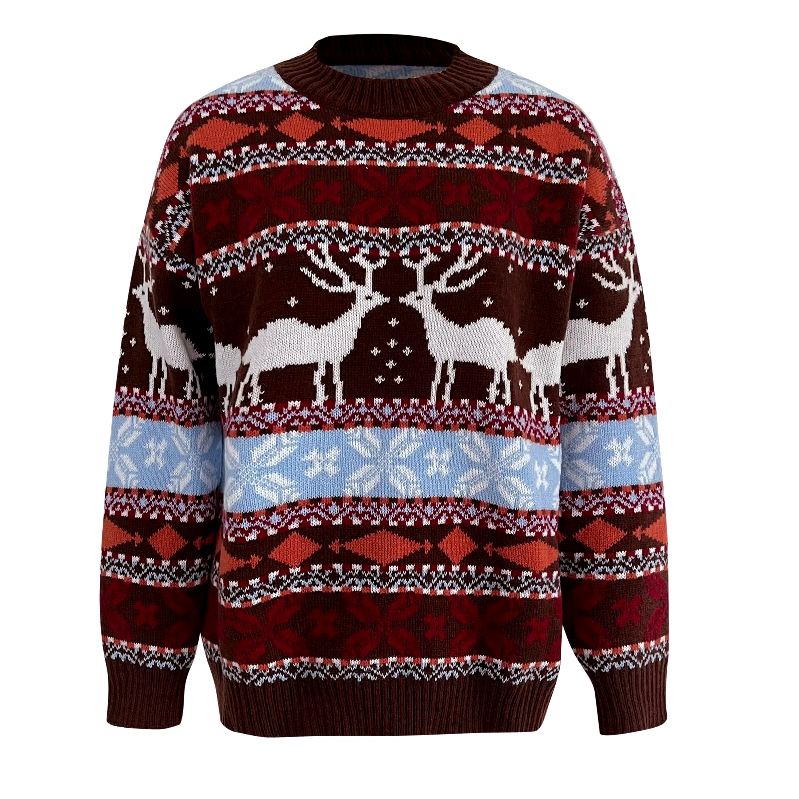 Ugly Christmas Sweater 2024 Women Knitted Sweater Xmas New Years Reindeer Elk Knitwears Jumper Top Autumn Winter Pullover