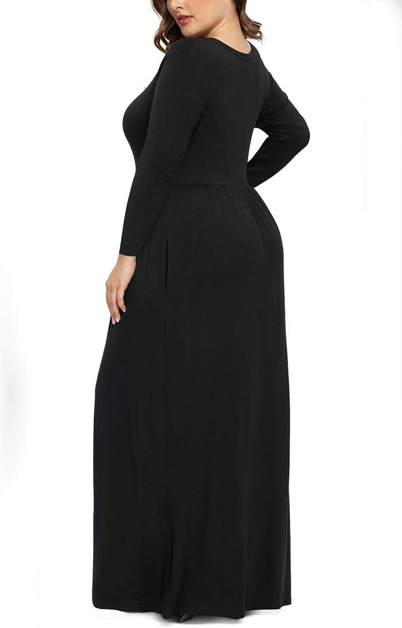 2022 Women Spring Casual XL-6XL plus Size Maxi Dress Soft with Pockets