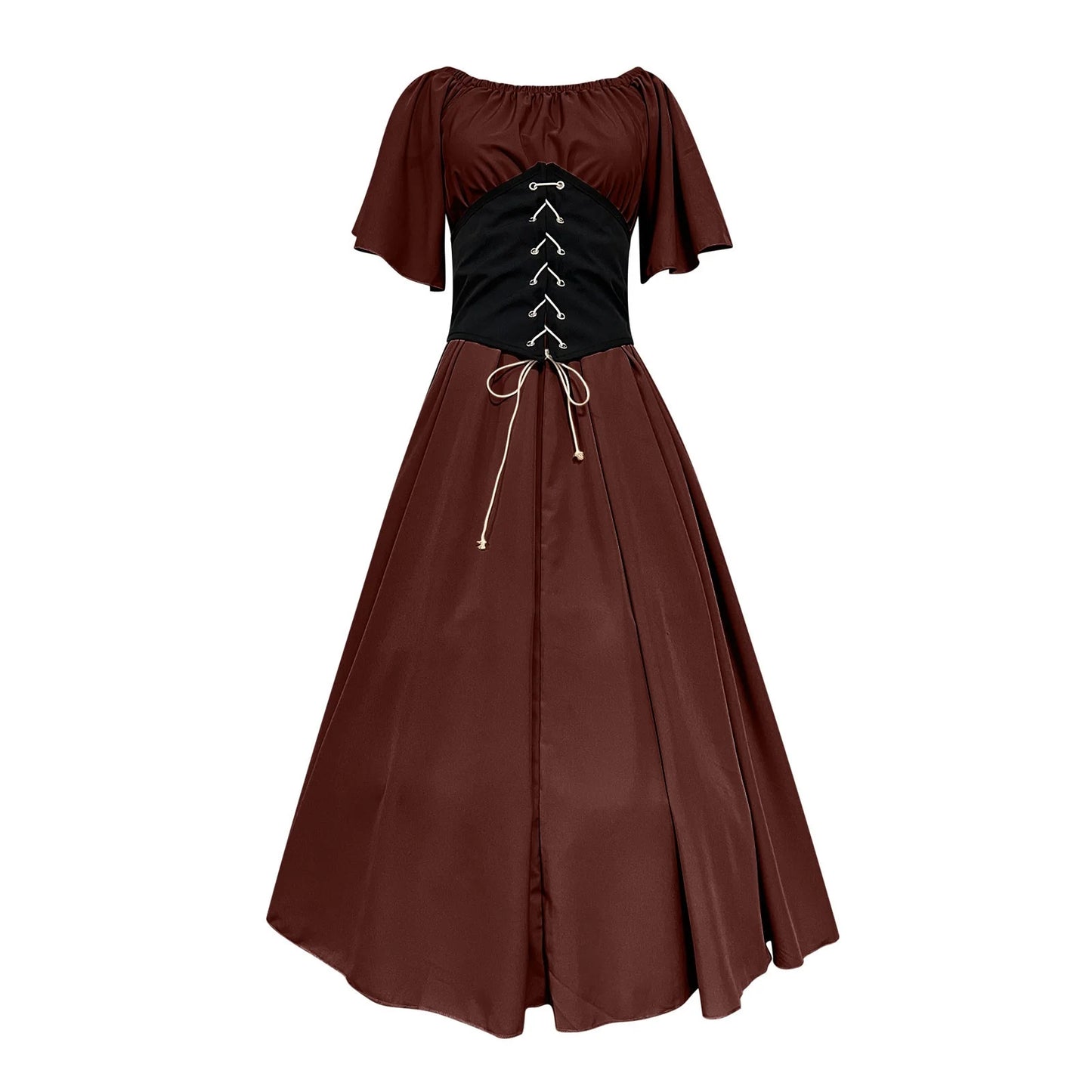 Womens Renaissance Faire Dresses Medieval Irish Traditional plus Size Dresses Ruffle over Dress Corset Retro Cosplay Gown